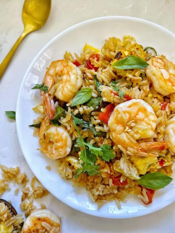 Spicy Thai Basil Shrimp Fried Rice