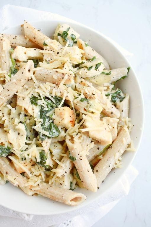 Spinach and Artichoke Chicken Parmesan Pasta