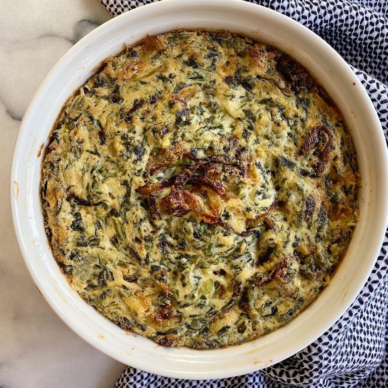 Spinach and Caramelized Onion Souffle