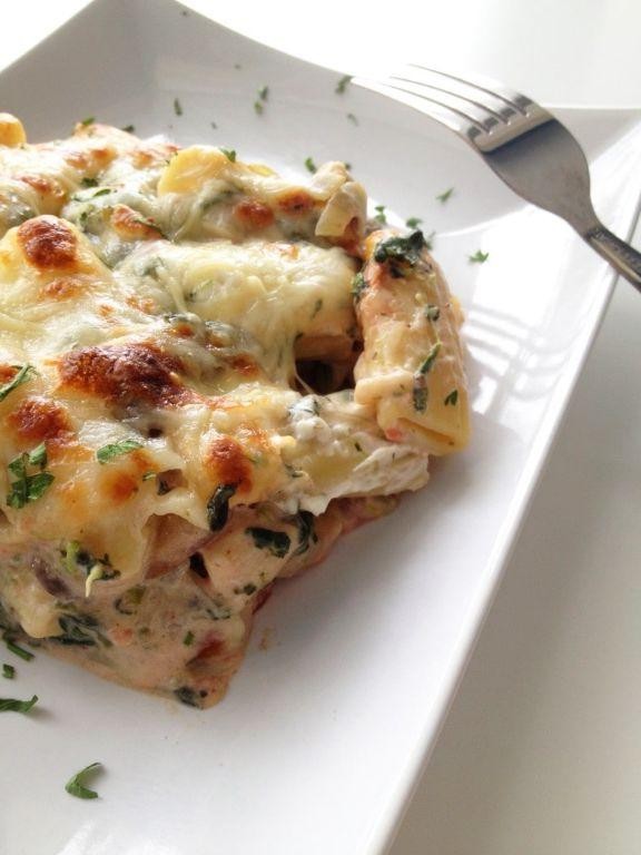 Spinach and Chicken Mushroom Pasta Bake