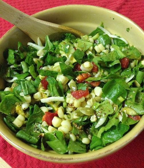 Spinach and Corn Salad with Chipotle-Lime Dressing