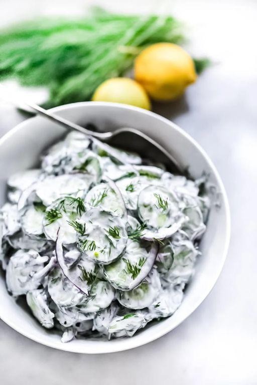 Spinach and Cucumber Salad with Yogurt-Dill Dressing