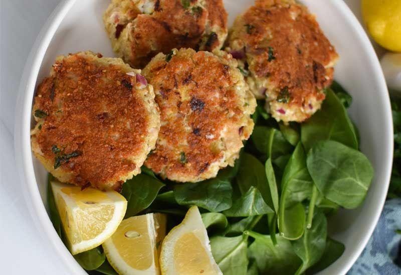 Spinach and Feta Stuffed Tuna Cakes