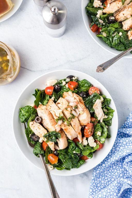 Spinach and Grilled Chicken Salad with Parmesan