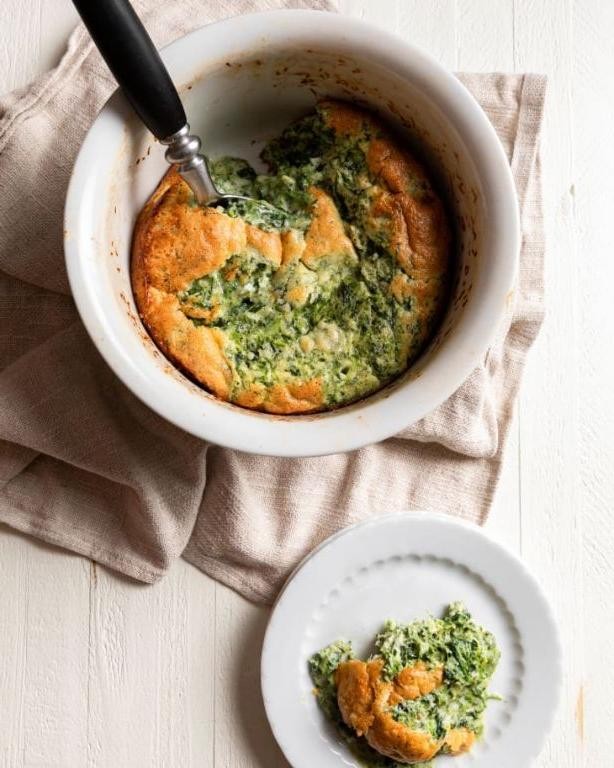 Spinach and Pesto Souffle with a Nutty Flavor