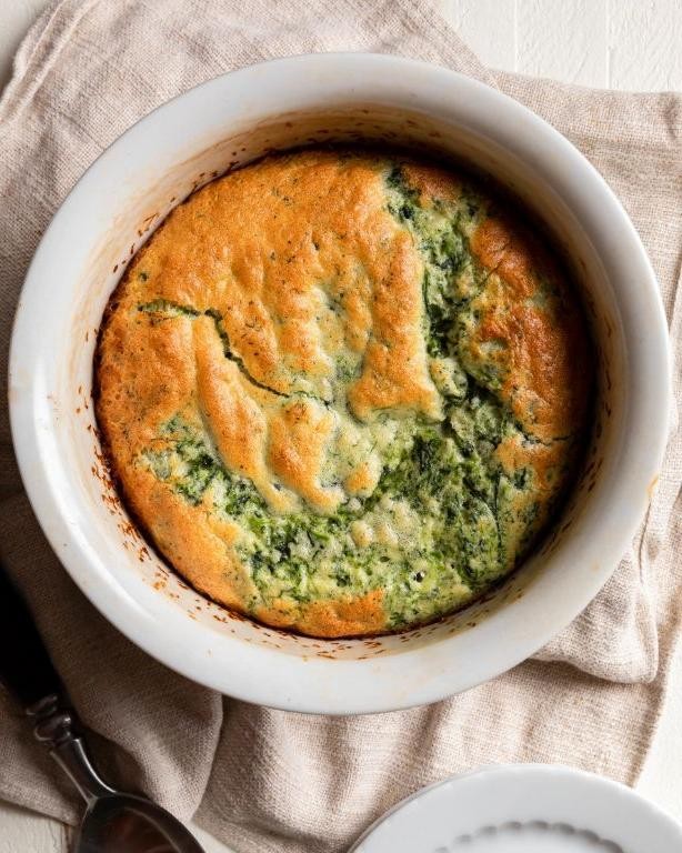 Spinach and Ricotta Souffle with a Golden Top