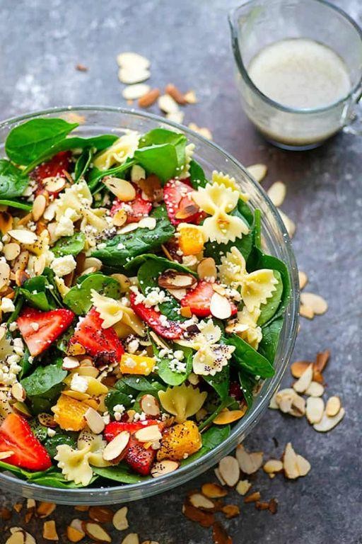 Spinach and Strawberry Bow Tie Pasta Salad