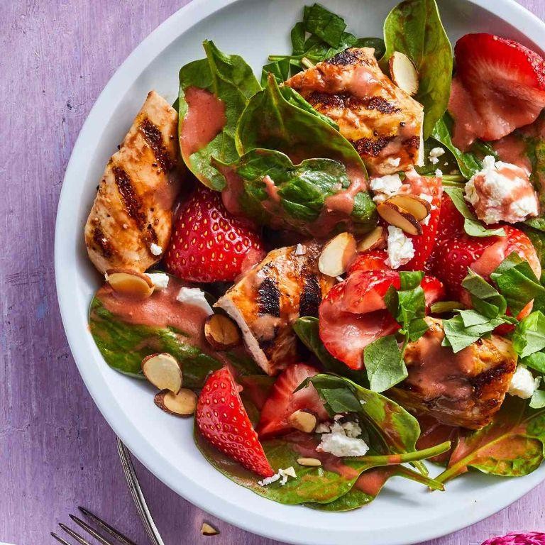 Spinach and Strawberry Rotisserie Chicken Salad