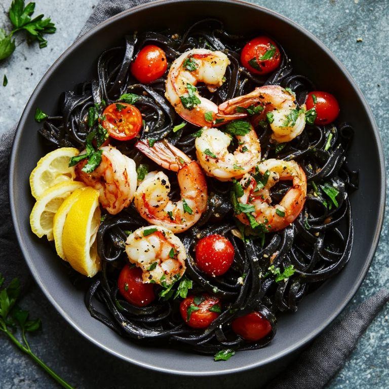 Squid Ink Pasta with Garlic and Chili