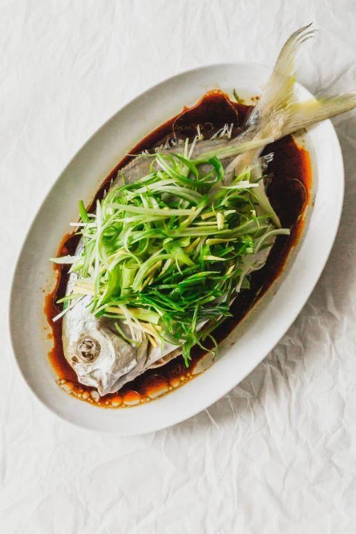 Steamed Pompano with Soy and Scallions