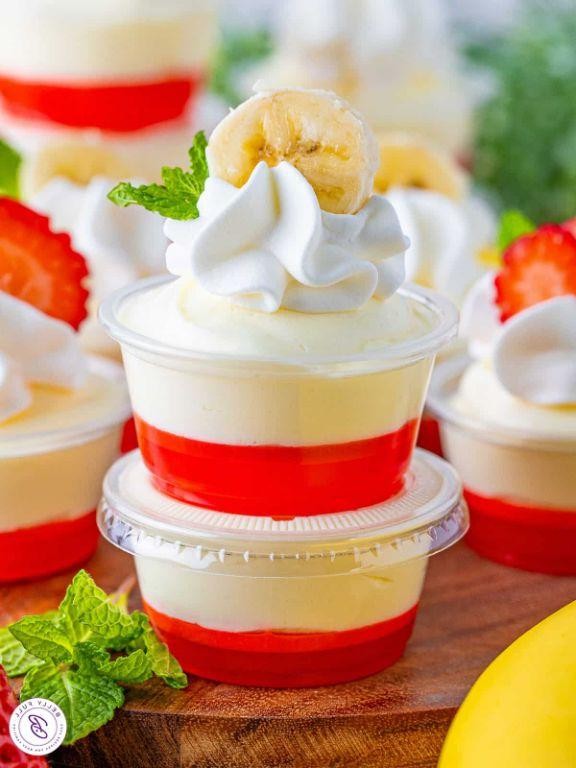 Strawberry Banana Jello Pudding with Cool Whip