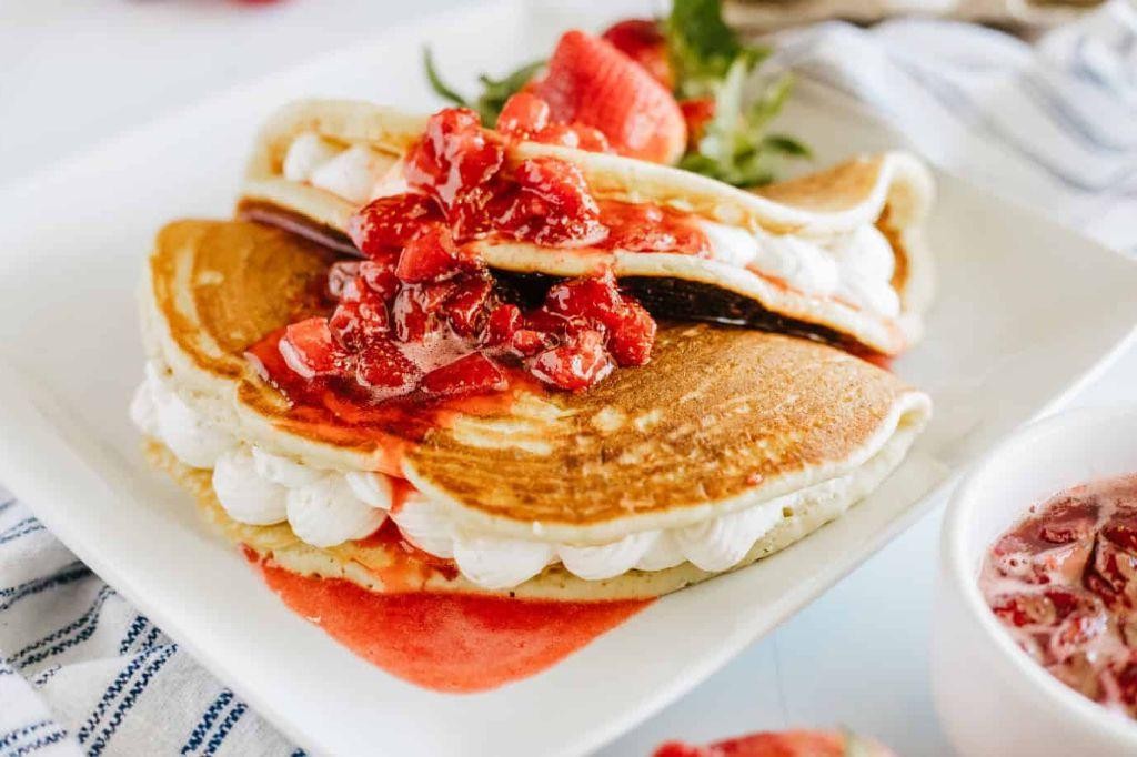 Strawberry Cream Cheese Stuffed Pancakes