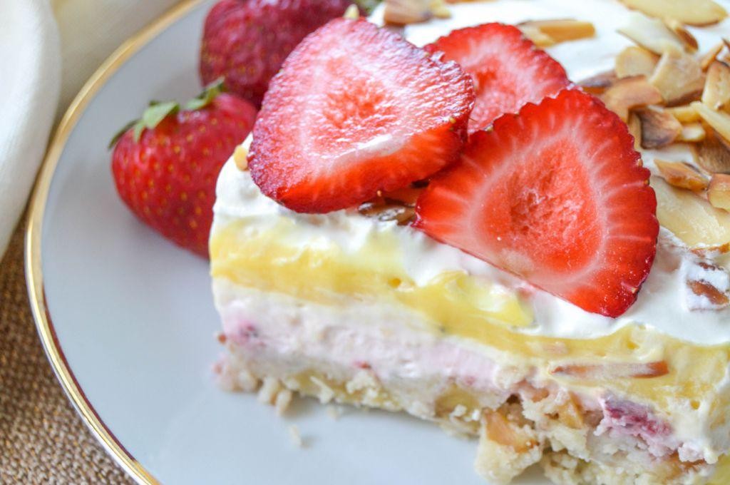 Strawberry Lush Dessert with Cream Cheese Layer