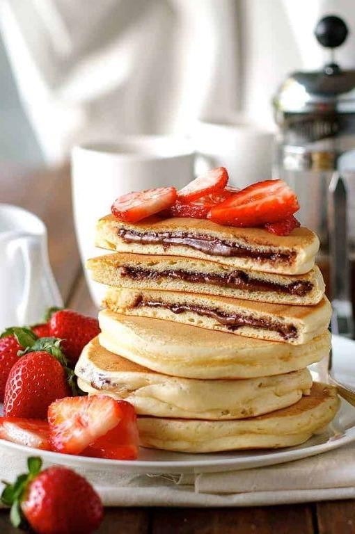 Stuffed Banana Pancakes with Nutella Filling