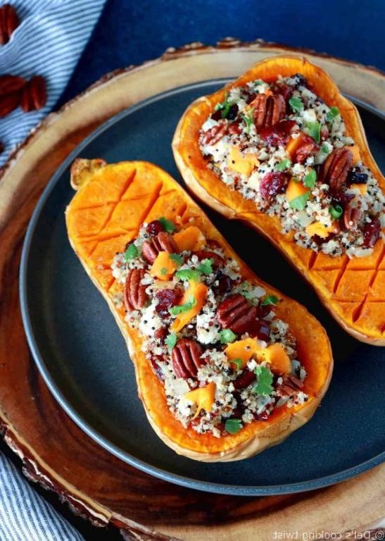 Stuffed Calabaza Squash with Quinoa and Cranberries