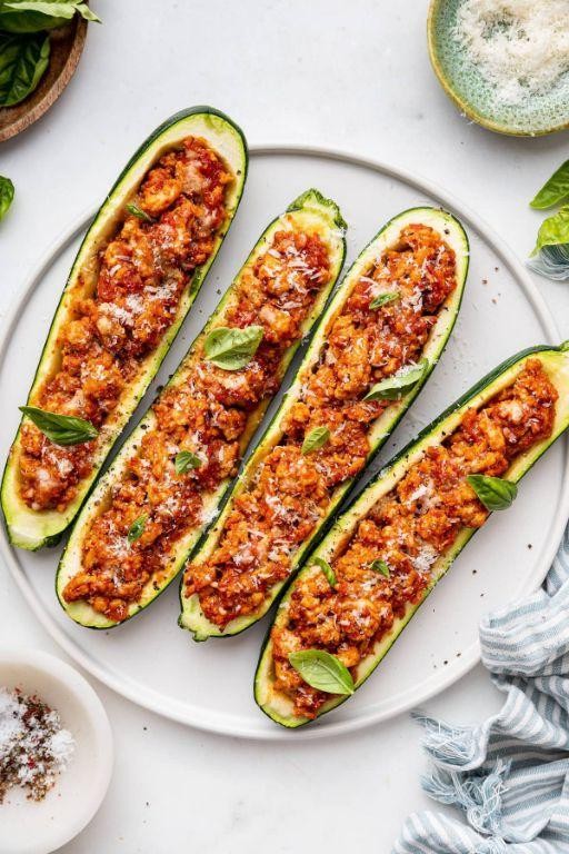 Stuffed Zucchini Boats with Ground Turkey