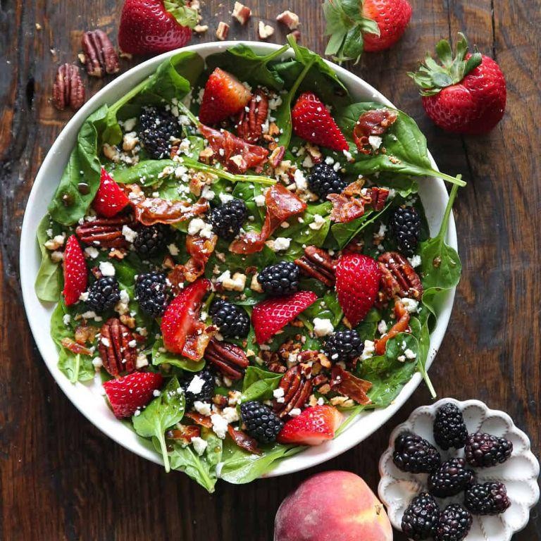 Summer Berry Spinach Salad with Balsamic Glaze