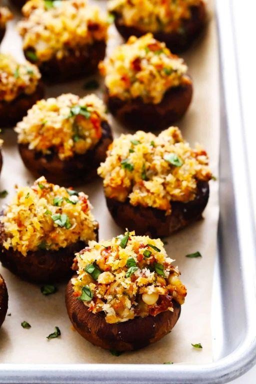 Sun-Dried Tomato and Mozzarella Stuffed Mushrooms
