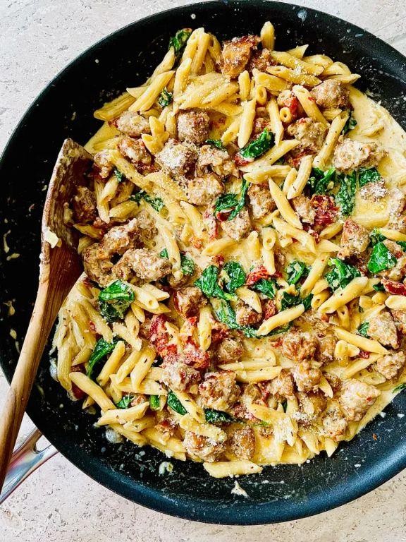 Sun-Dried Tomato and Sausage Pasta Bake
