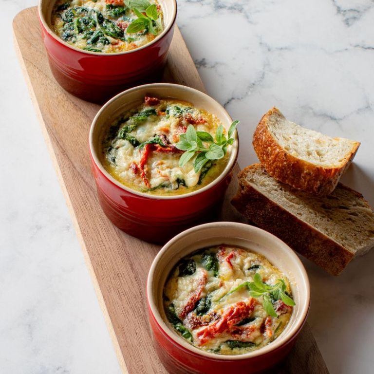 Sun-Dried Tomato and Spinach Souffle