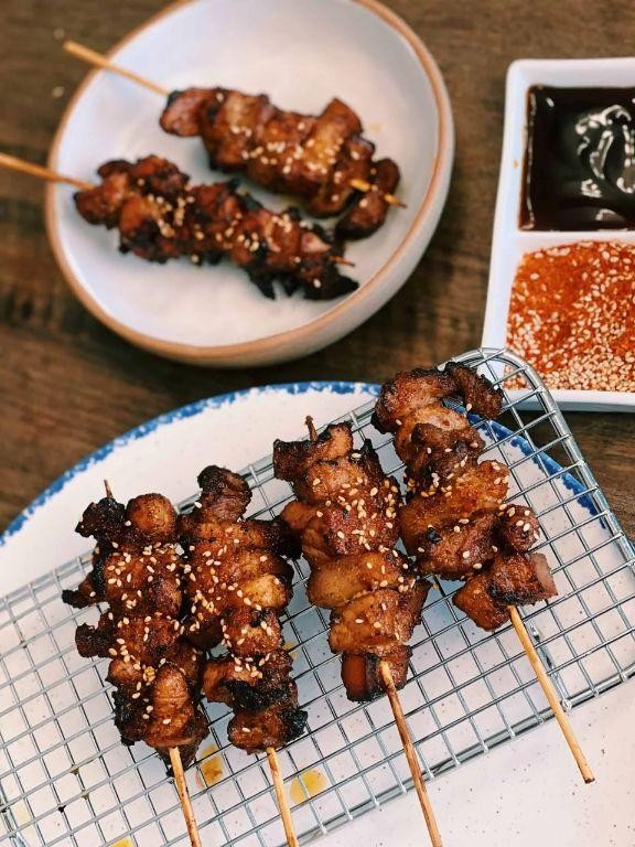 Sweet Chili Air Fryer Pork Belly Skewers