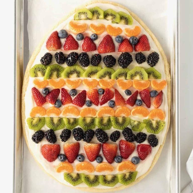Sweet Easter Pizza with Colored Eggs