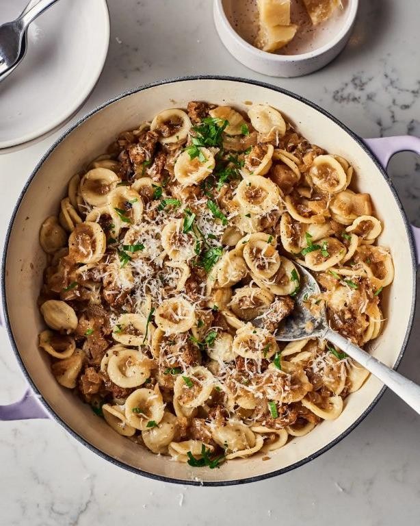 Sweet Onion and Sausage Pasta