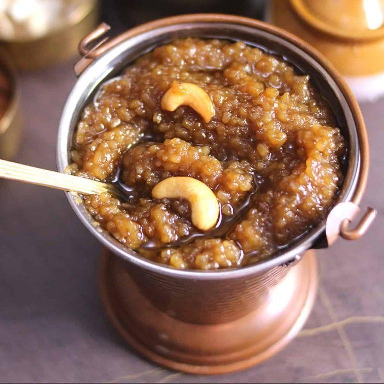 Sweet Pongal with Jaggery and Ghee