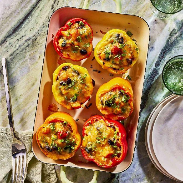 Sweet Potato and Black Bean Stuffed Pepper Casserole