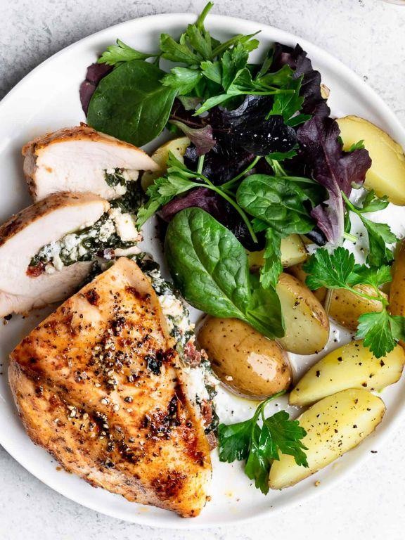 Swiss Chard and Feta Stuffed Chicken Breast