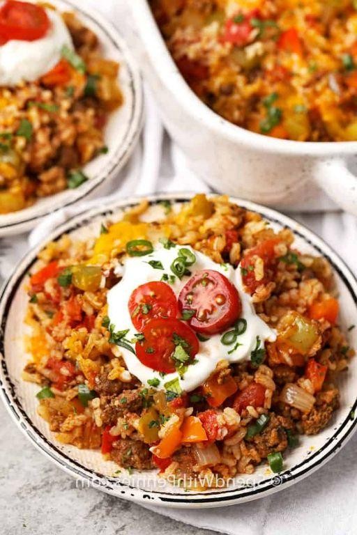 Taco-Inspired Stuffed Pepper Casserole with Cilantro Lime Rice