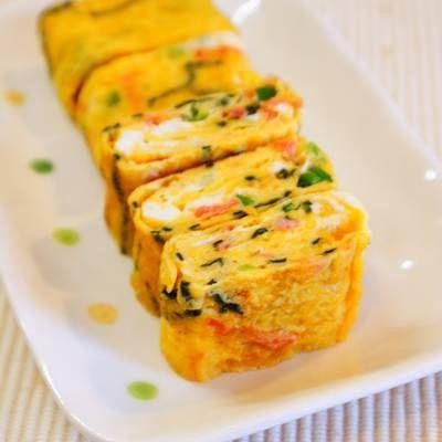 Tamagoyaki with Shrimp and Scallions