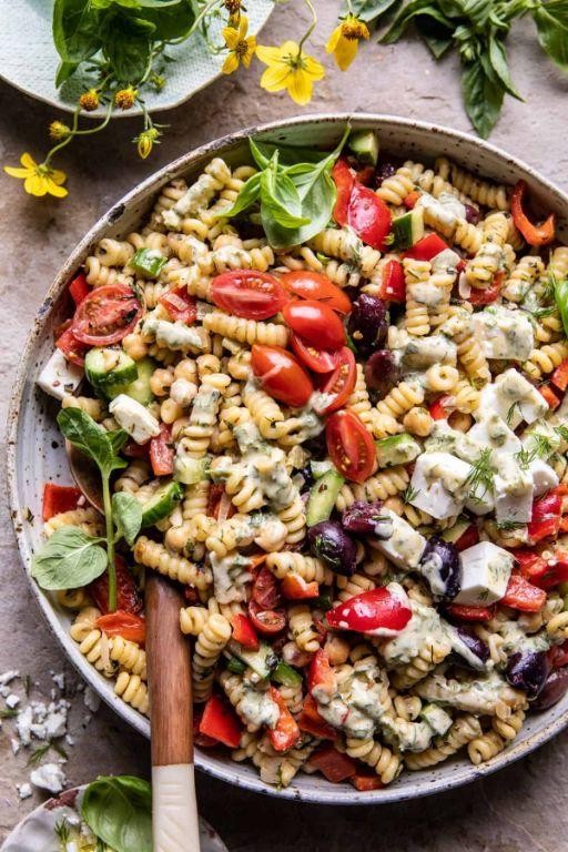Tangy Greek Pasta Salad with Feta and Olives