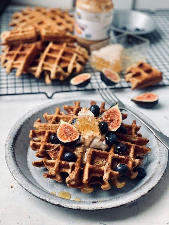 Teff Waffles with Maple Syrup