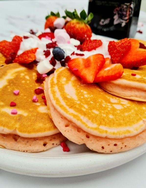 Tequila Rose Pancakes with Maple Syrup