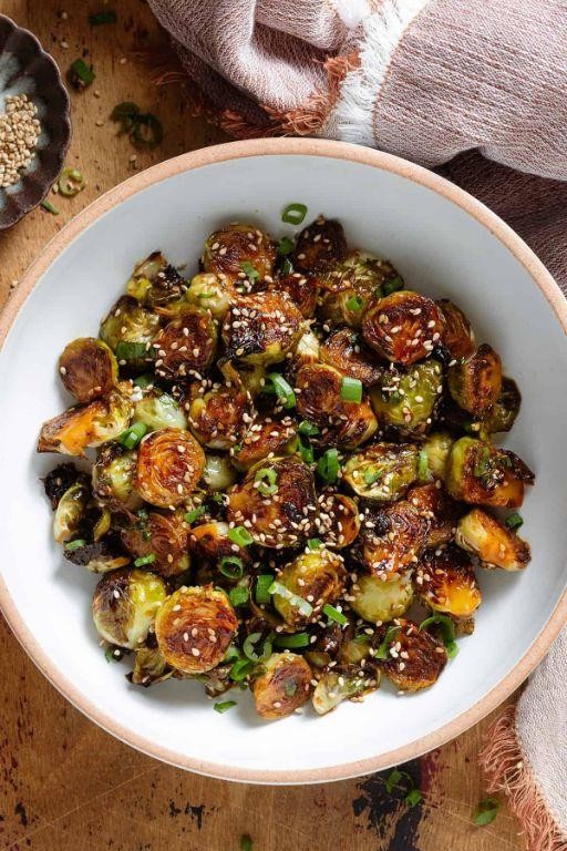 Teriyaki Brussels Sprouts with Toasted Sesame Seeds