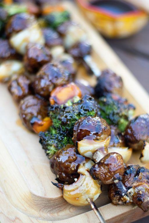Teriyaki Glazed Meatball Skewers