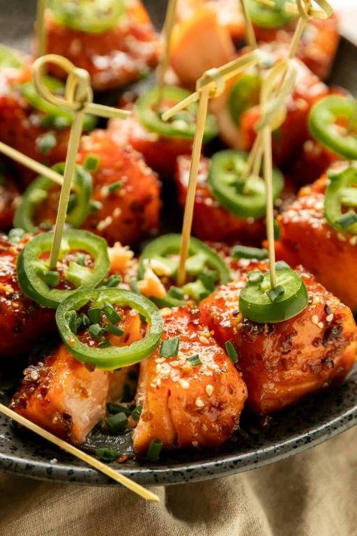 Teriyaki Glazed Salmon Bites