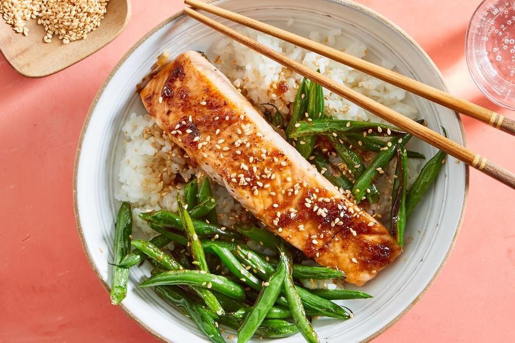 Teriyaki Glazed Salmon with Sesame Green Beans