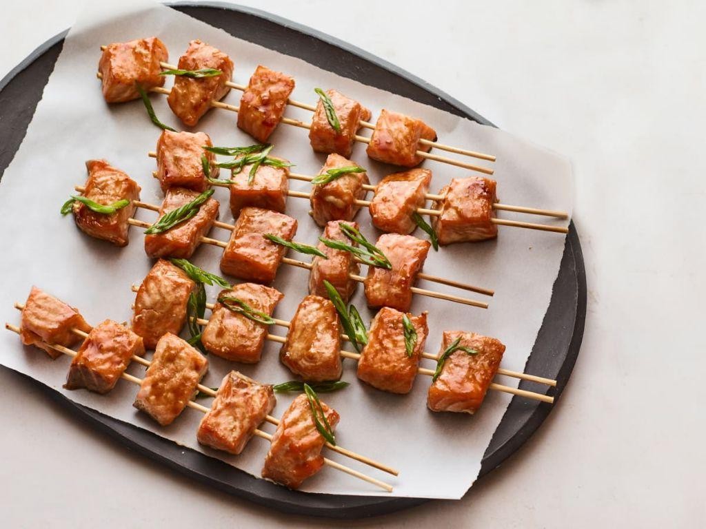 Teriyaki Miso Salmon Skewers