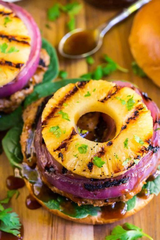 Teriyaki Pineapple Burger with Grilled Pineapple Slices