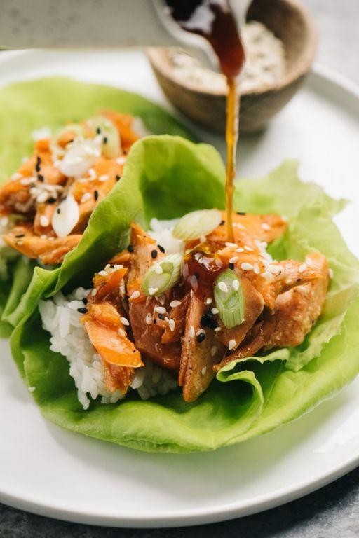 Teriyaki Salmon Lettuce Wraps