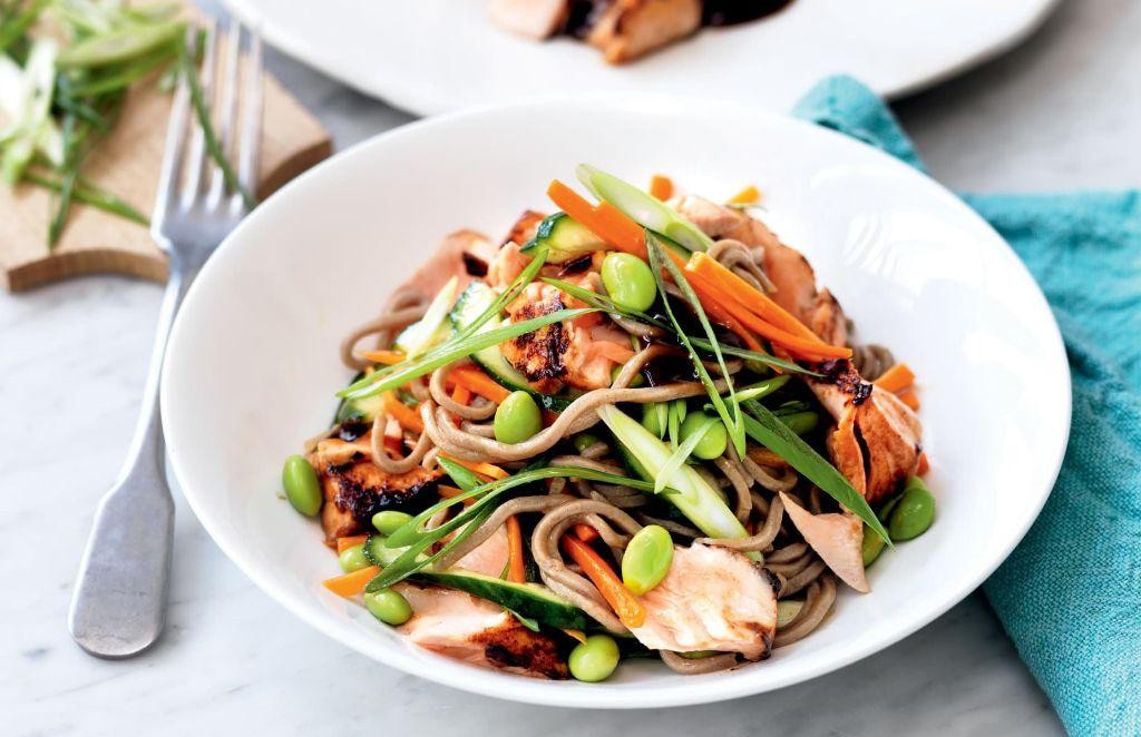 Teriyaki Salmon Salad with Edamame