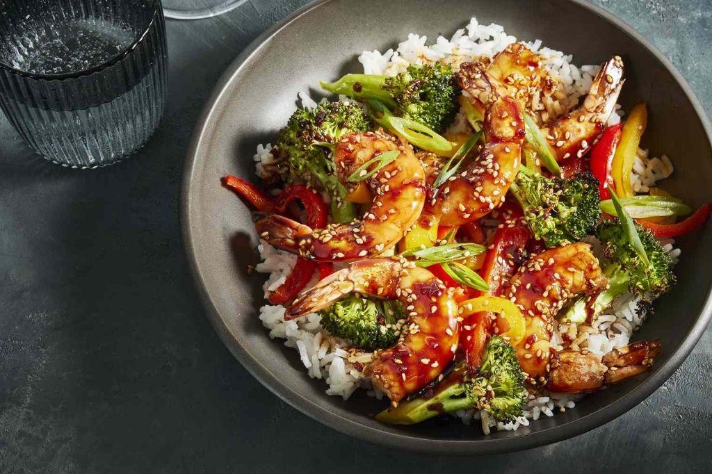Teriyaki Shrimp and Vegetable Rice Bowl