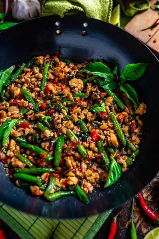 Thai Basil Chicken Wok with Green Beans