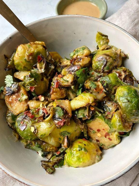 Thai Peanut Brussels Sprouts Stir-Fry
