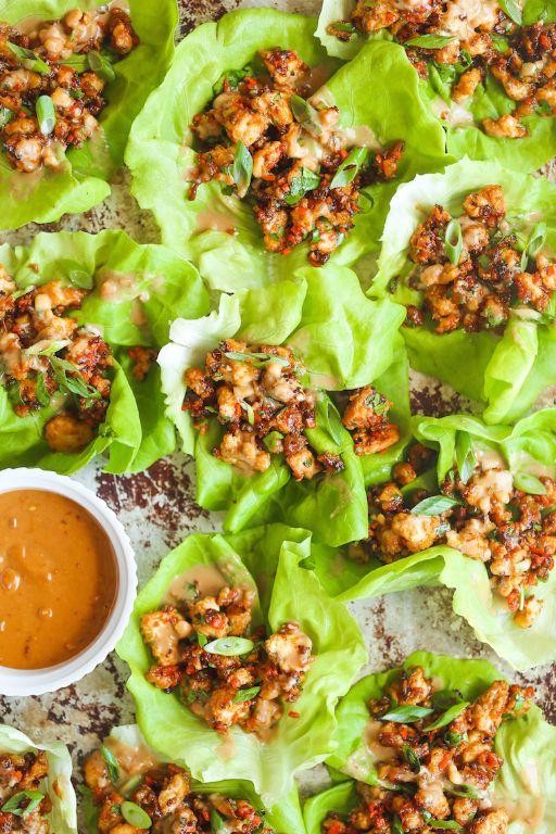 Thai Peanut Chicken Lettuce Wraps