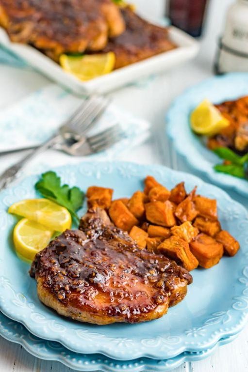 Thick Bone-In Pork Chops with Maple Bourbon Sauce