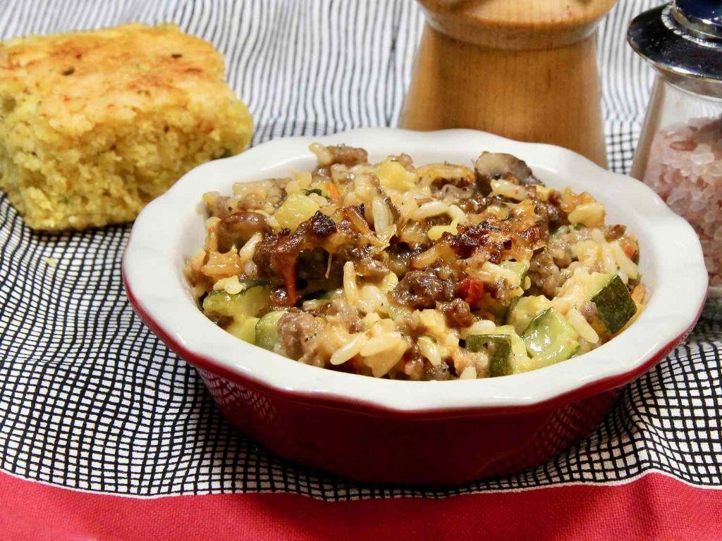 Three-Cheese Italian Sausage and Zucchini Casserole
