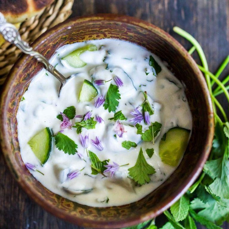 Tindora Raita with Yogurt and Fresh Herbs
